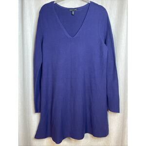 Eileen Fisher Women's Tunic Top Dark Purple - 100% Organic Cotton V-neck -Sz Med